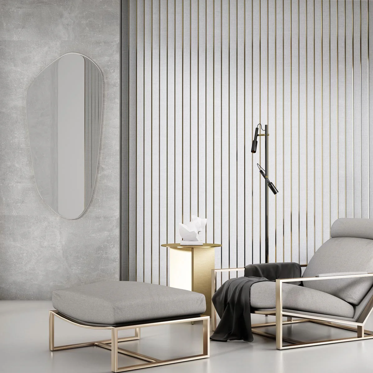 3D Kunststof Wandpanelen Grijs Lumière Collection 270 x 12 cm - Image 4