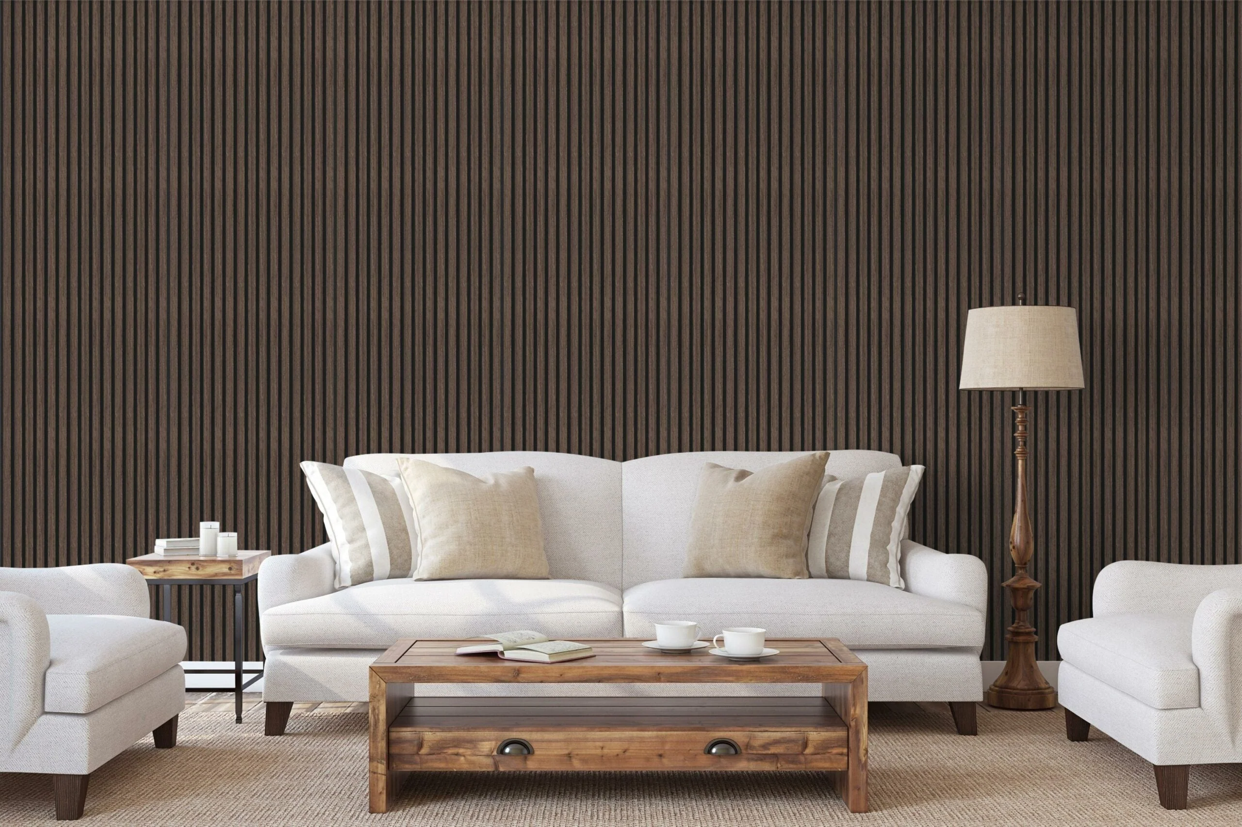 Akoestische panelen 300 x 60 x 2.2 cm - Eiken Dark Walnoot - Image 3