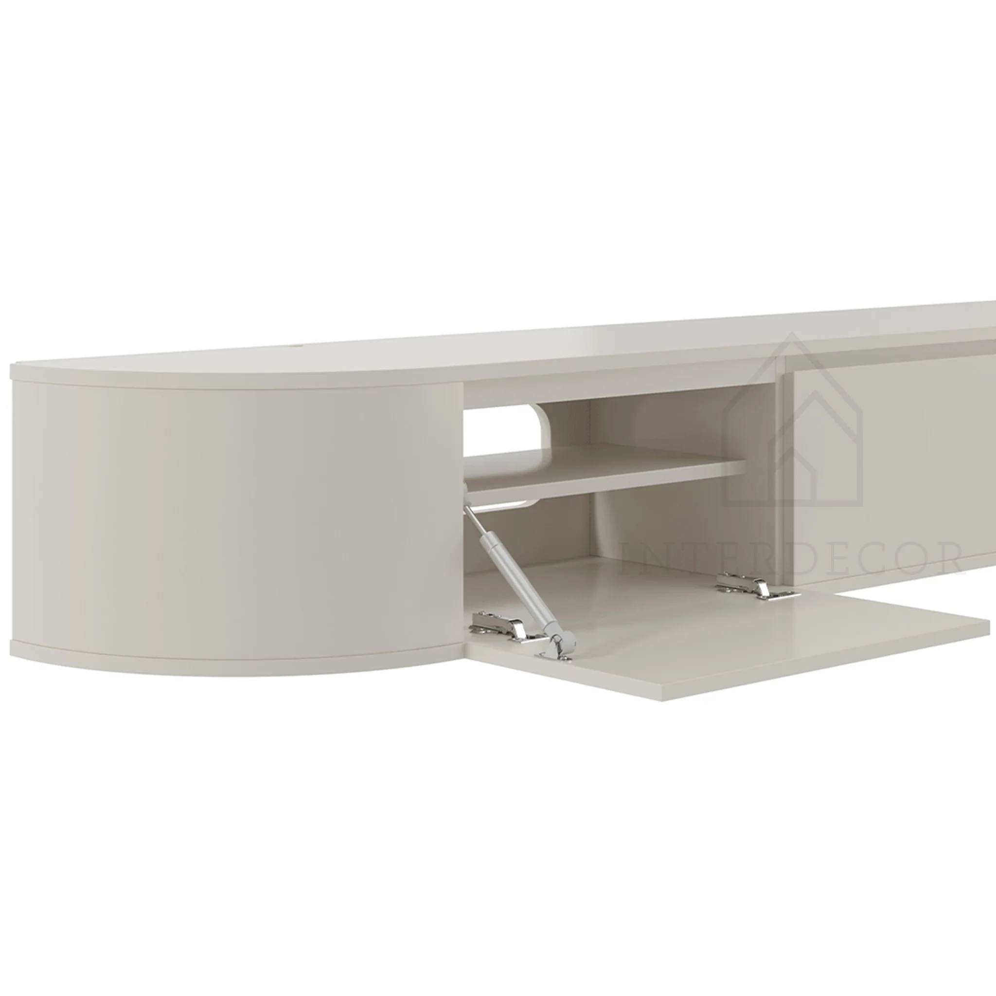 Aura curved TV-Meubel zwevend beige 240 cm - Image 4