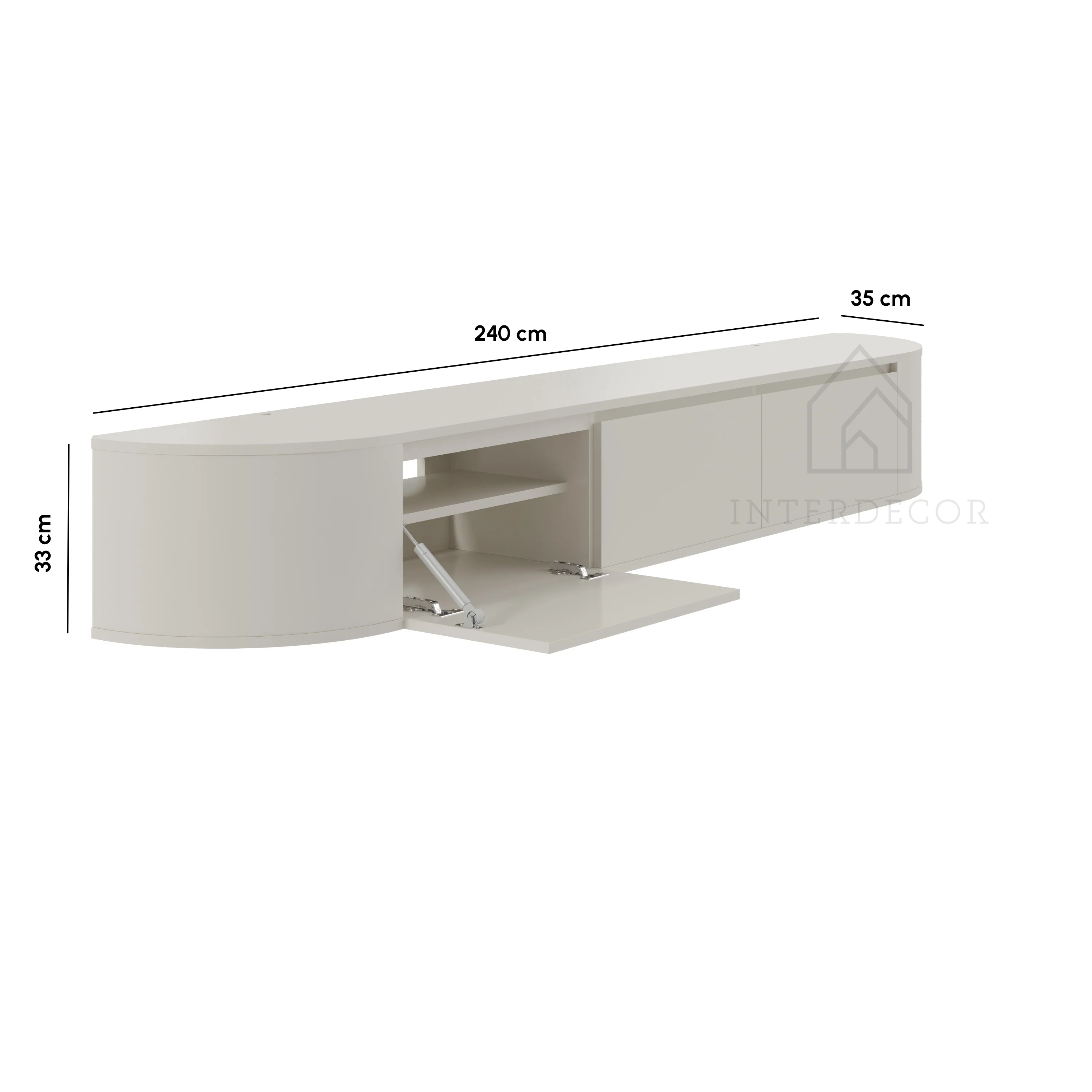Aura curved TV-Meubel zwevend beige 240 cm - Image 5