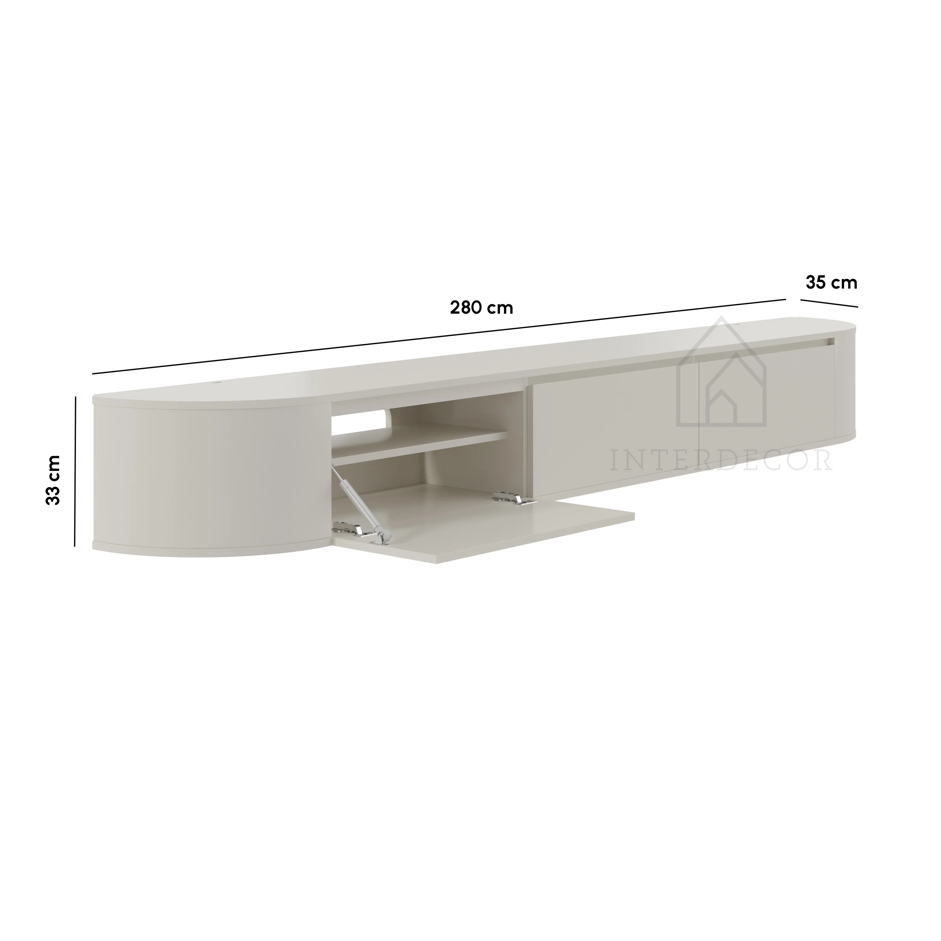 Aura curved TV-Meubel zwevend beige 280 cm - Image 5