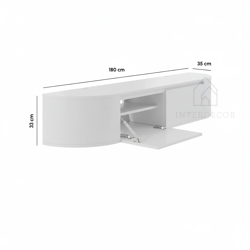 Aura curved TV-Meubel zwevend wit 180 cm - Image 5
