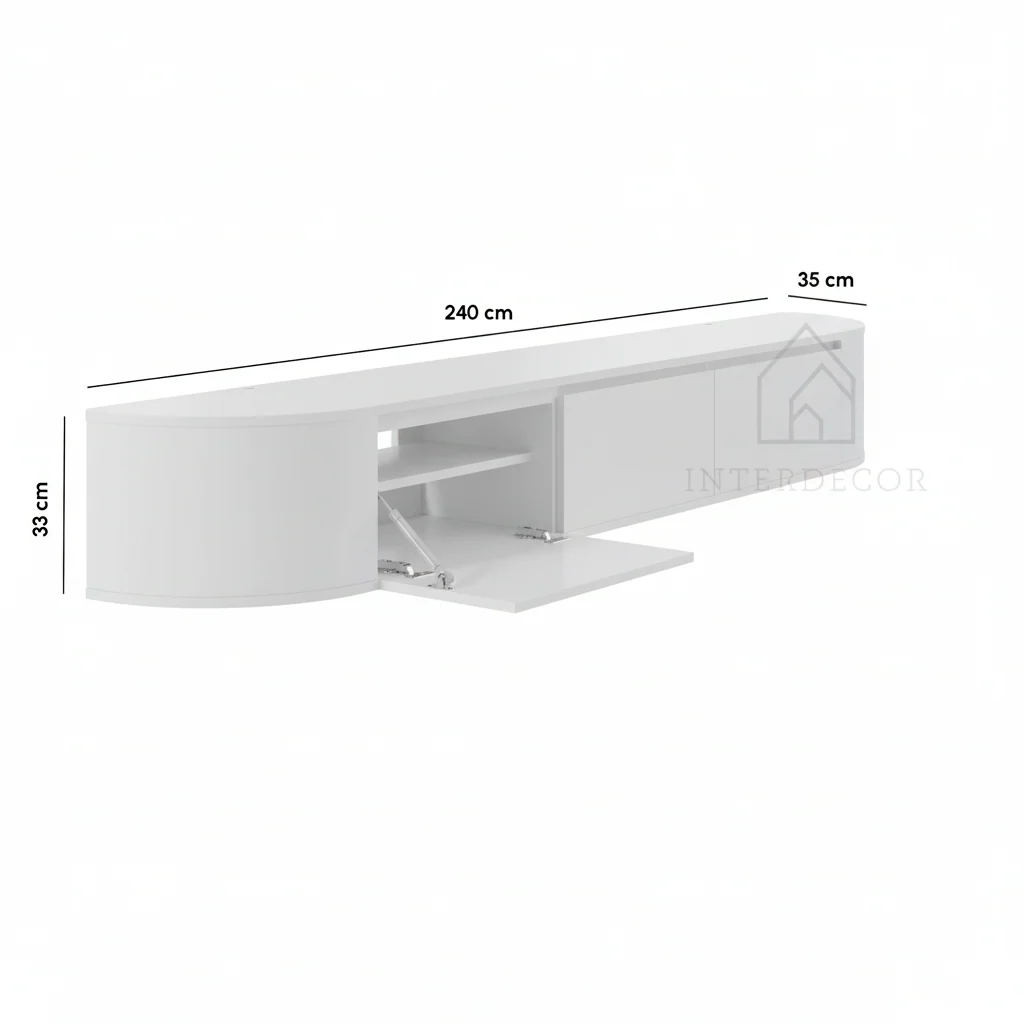 Aura curved TV-Meubel zwevend wit 240 cm - Image 5