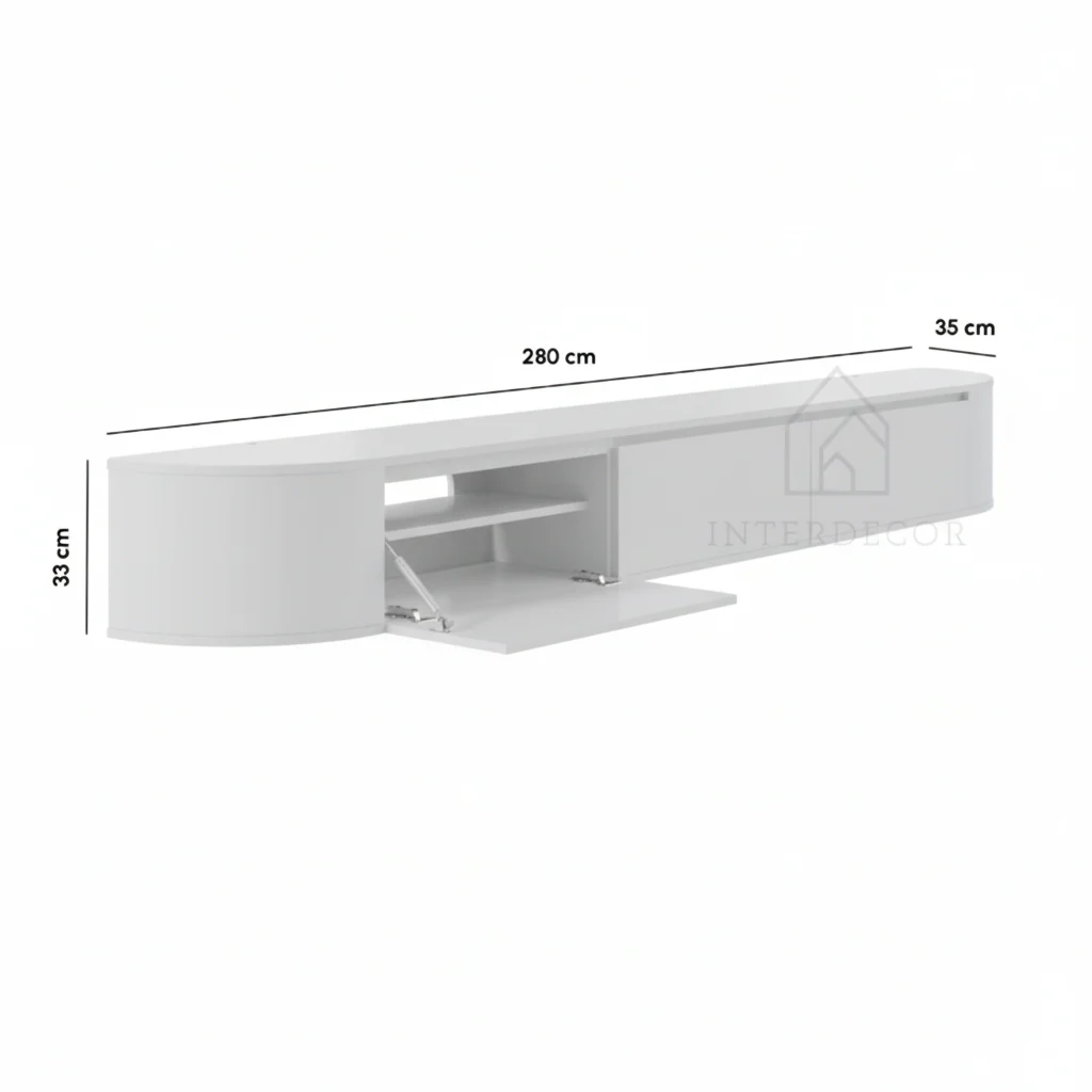 Aura curved TV-Meubel zwevend wit 280 cm - Image 5