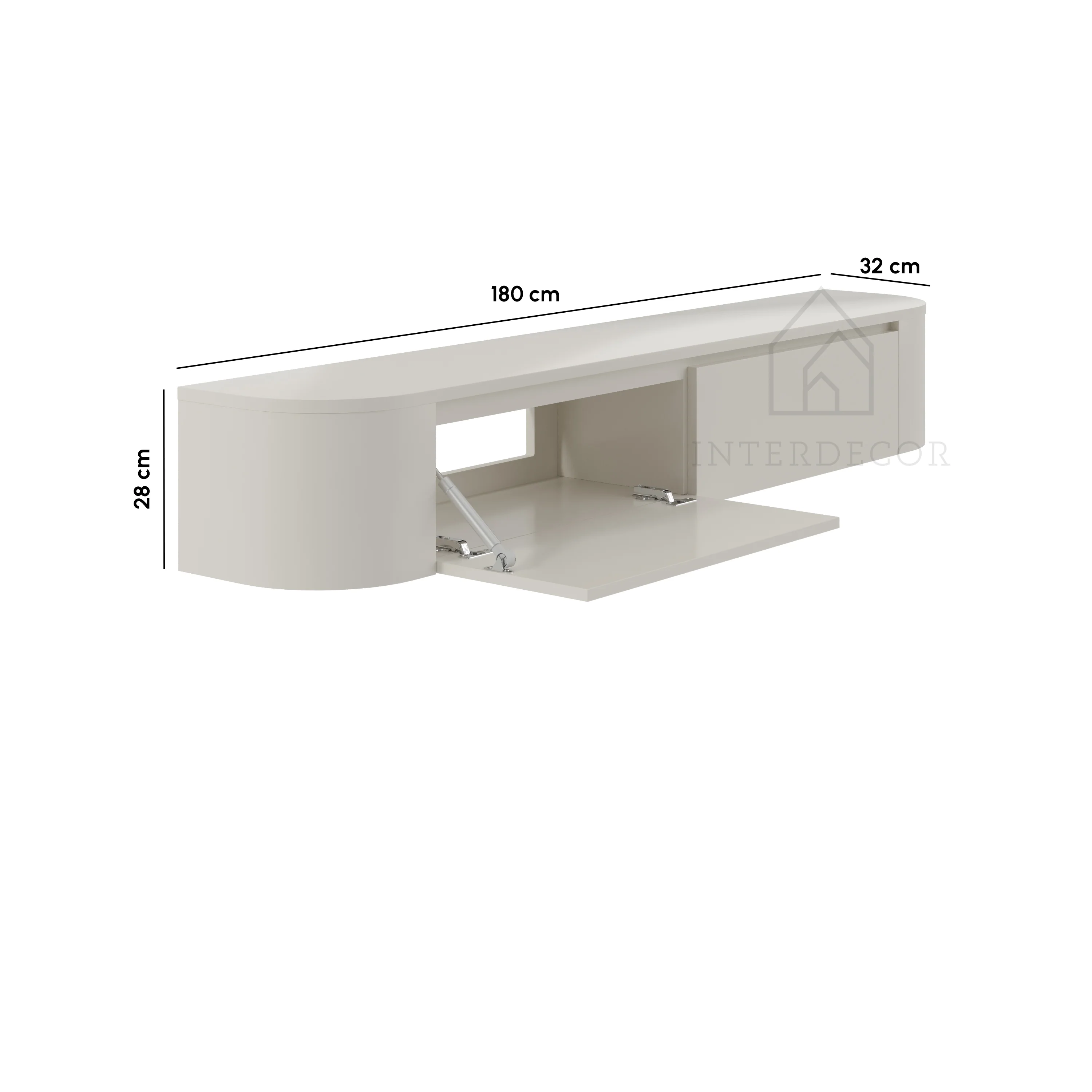 Dulce curved TV-Meubel zwevend beige 180 cm - Image 4