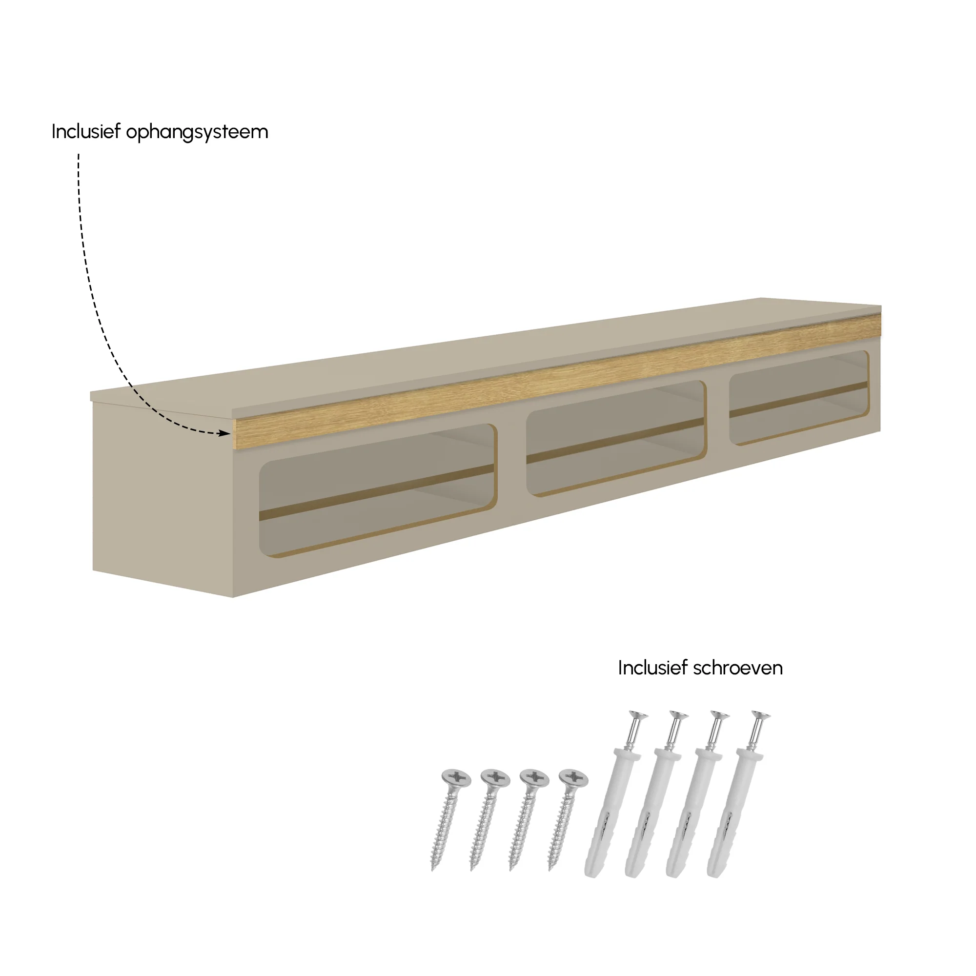 Madera TV-Meubel zwevend beige 240 cm - Image 5