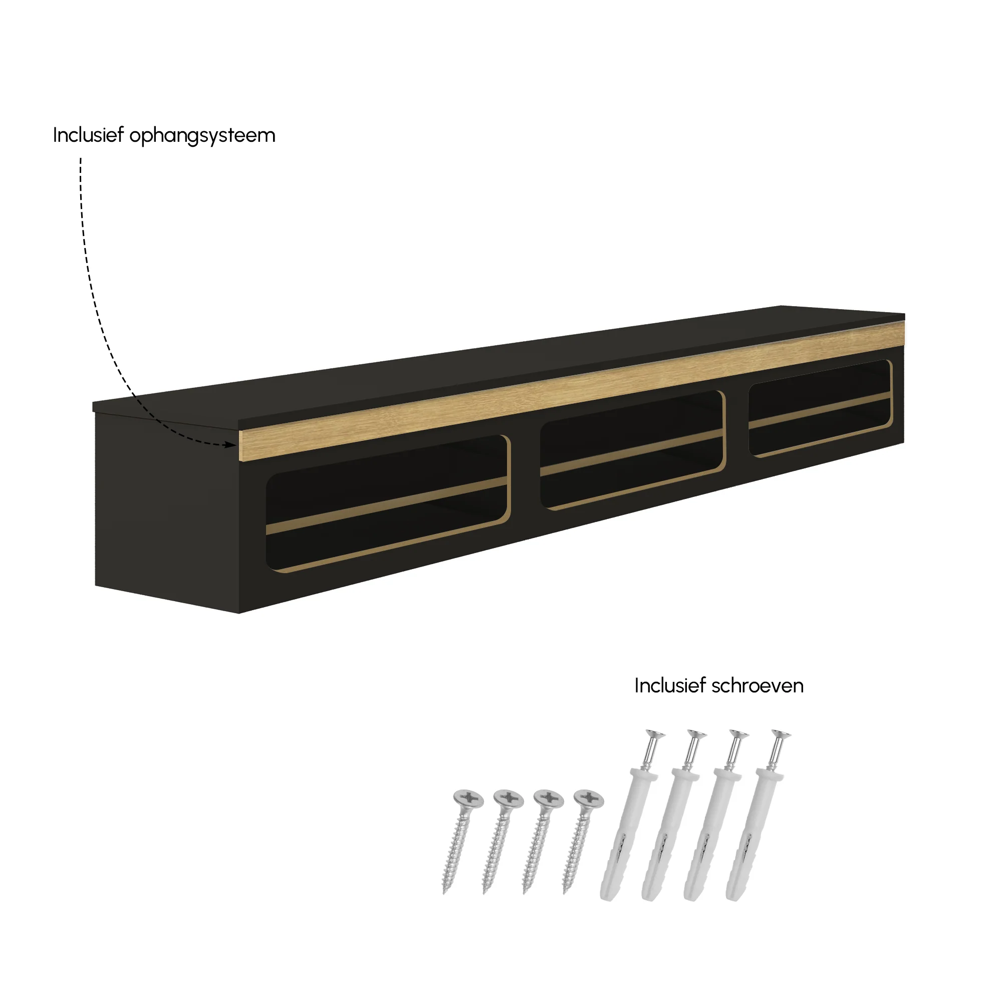 Madera TV-Meubel zwevend zwart 240 cm - Image 4