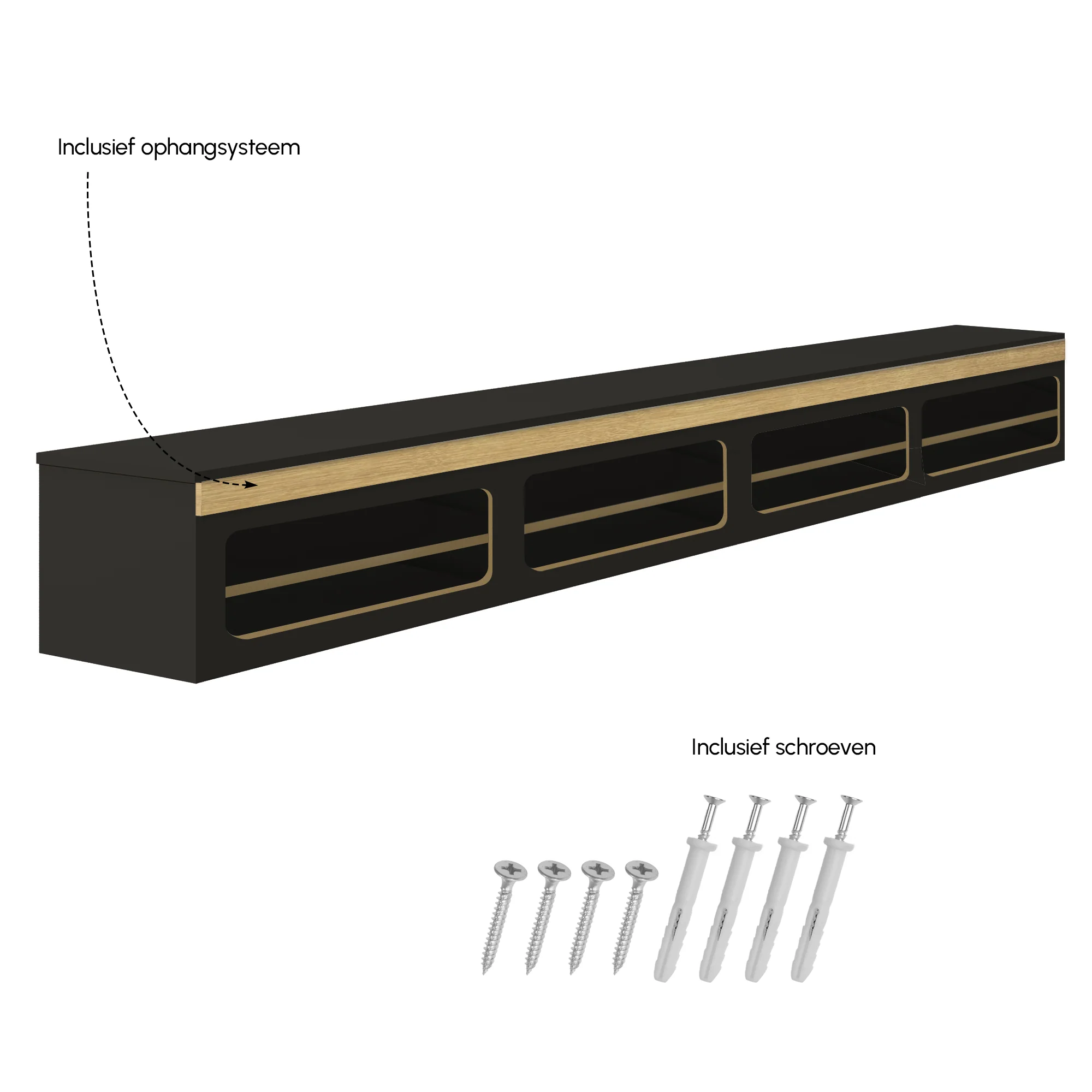 Madera TV-Meubel zwevend zwart 280 cm - Image 6