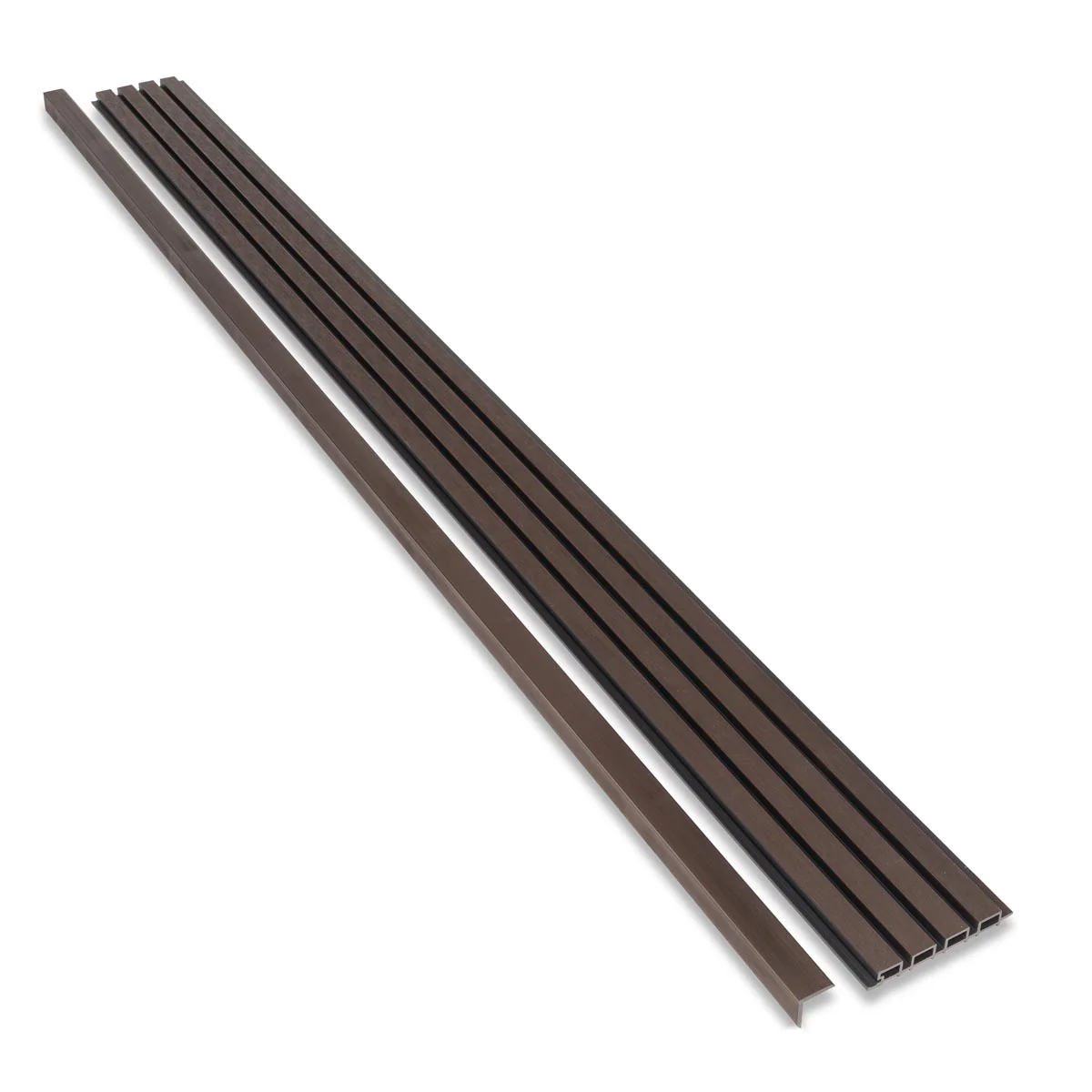 Composiet Gevelbekleding Dark Walnoot Lattenwand Wandpanelen 290 x 22 cm - Image 7